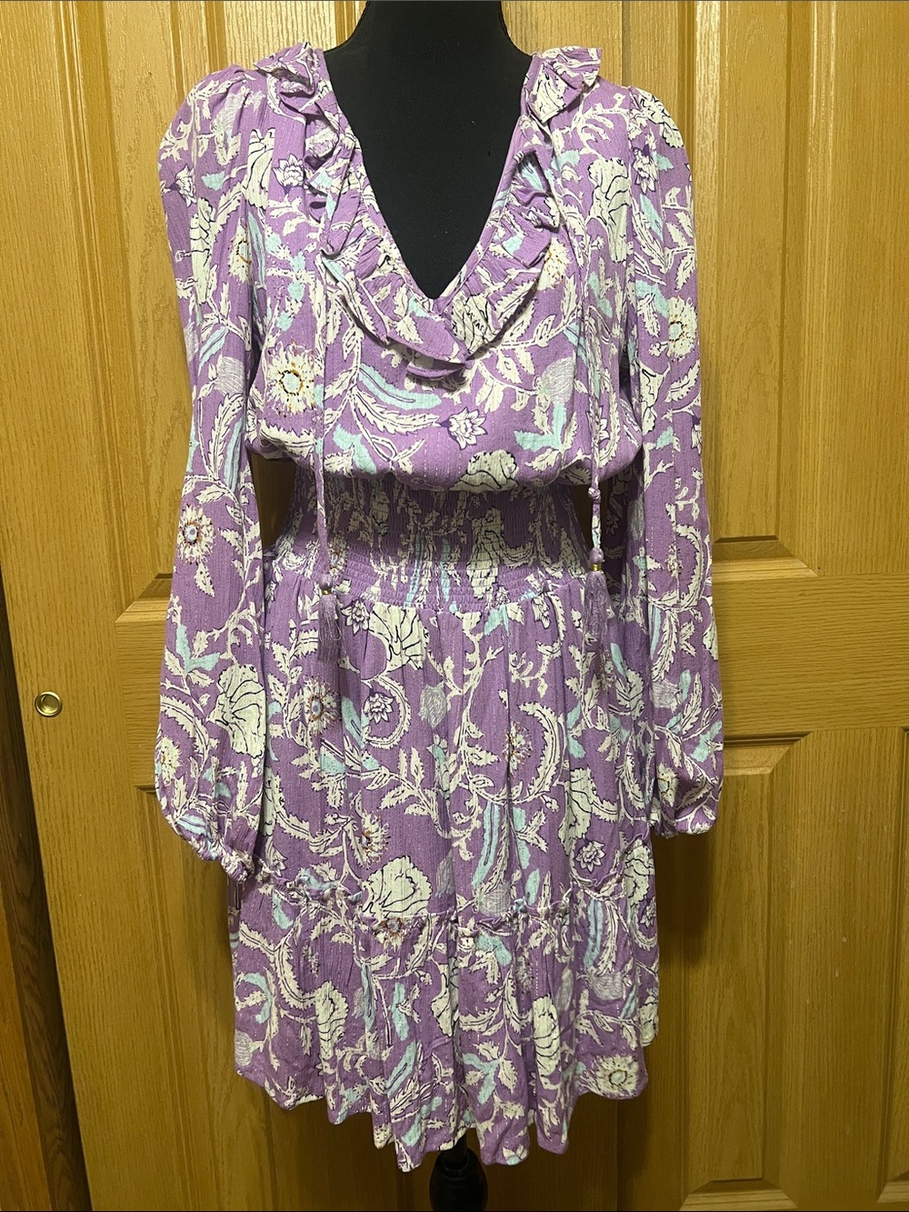 HAUTE HIPPIE Paisley Smocked Mini Dress